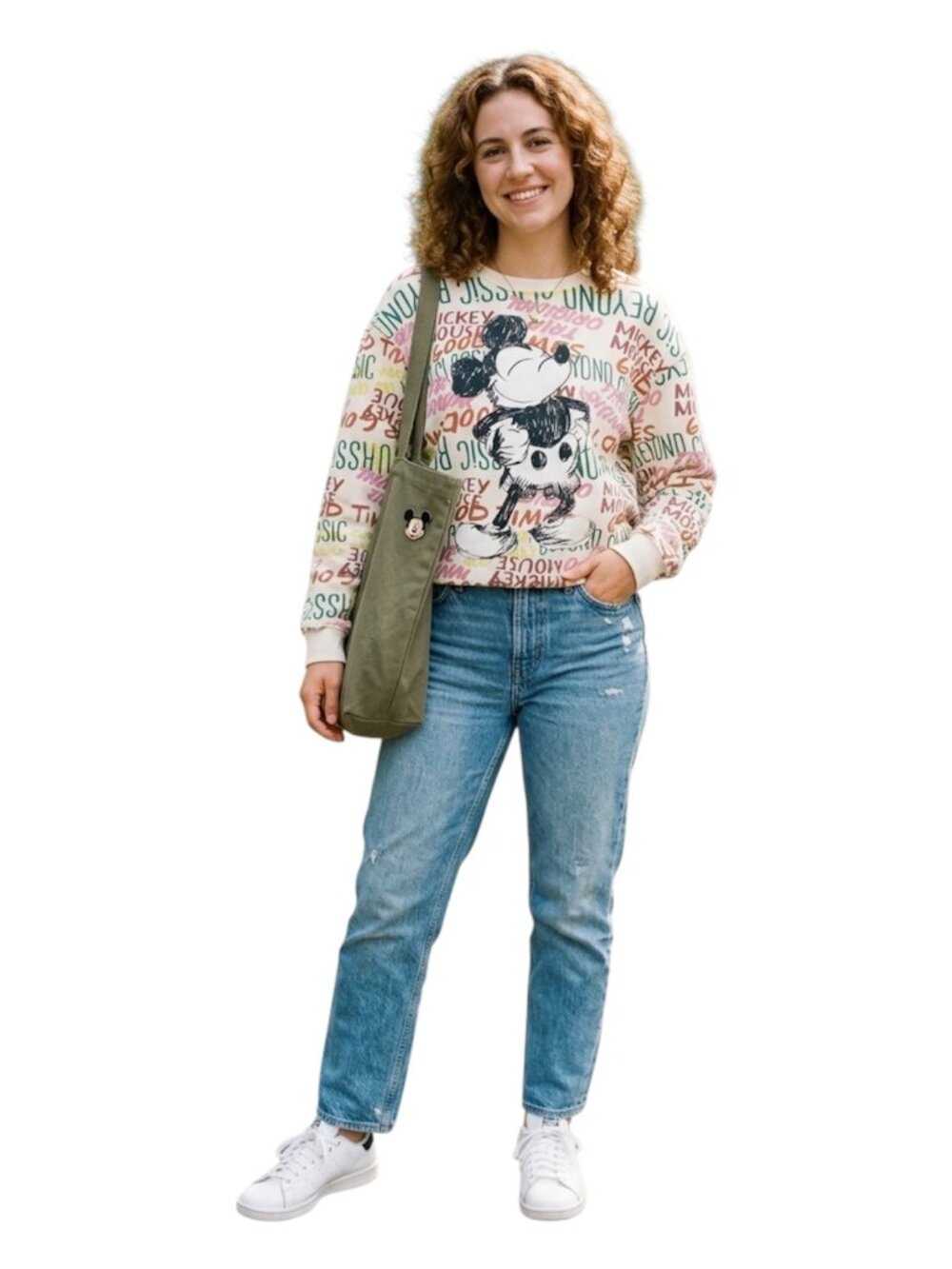 Disney Mickey Mouse Sweatshirt Size 3X Beyond Classic All Over Graffiti Cream